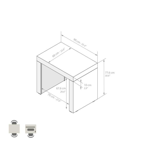 Birou, 90 cm, melaminat-laminat, gri beton - EVOLUTION [4]