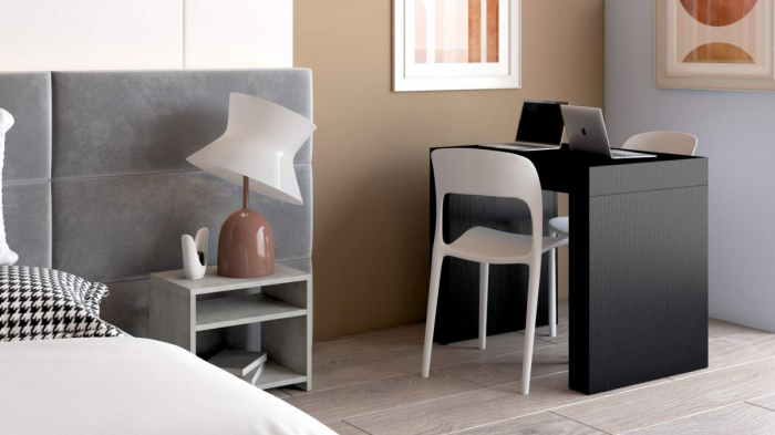 Birou, 90 cm, melaminat-laminat, gri beton - EVOLUTION [3]