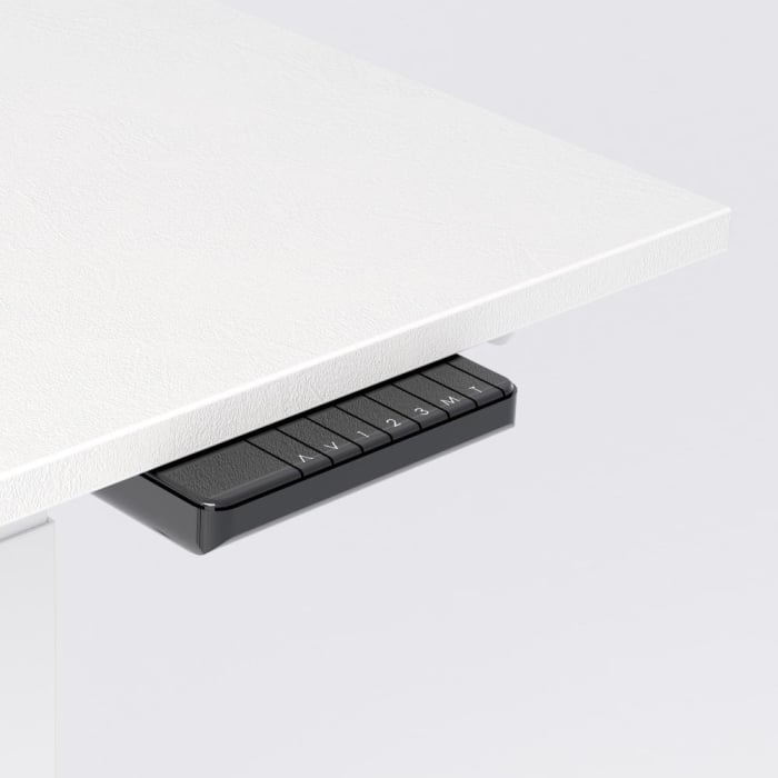 Birou cu înălțime ajustabilă electric, cu structură metalică albă și blat din melamină, alb beton, 120x60 - CLARA [3]