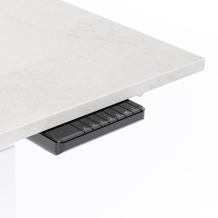 Birou cu înălțime ajustabilă electric, cu structură metalică albă și blat din melamină, gri beton, 120x60 - CLARA [3]