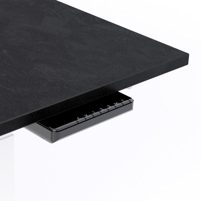 Birou cu înălțime ajustabilă electric, cu structură metalică albă și blat din melamină, negru beton, 120x80 - CLARA [3]