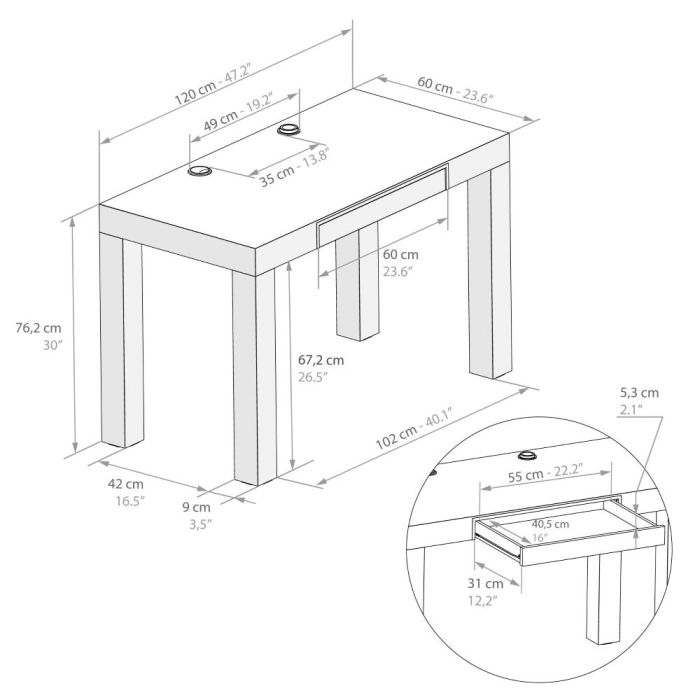 Birou, melamină-laminat, de culoare lemn rustic - FIRST [6]