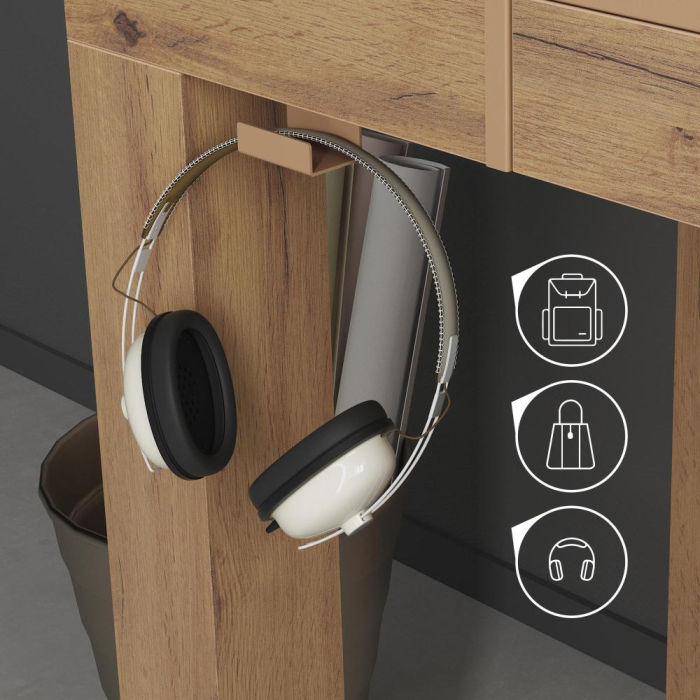 Birou, melamină-laminat, de culoare lemn rustic - FIRST [4]
