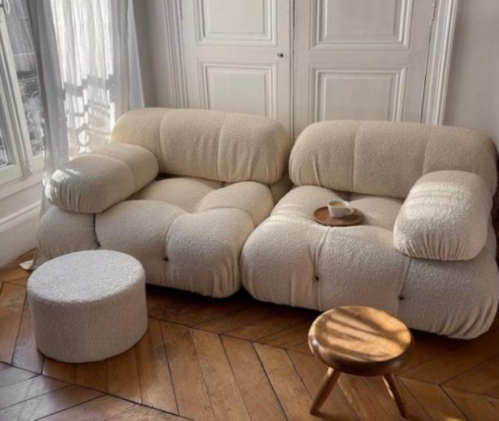 Canapea, 2 locuri, tapițată în textil boucle, ivory - CAMEL [2]