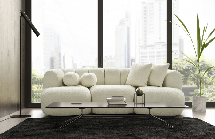 Canapea, 3 locuri, material textil boucle ivory - DESIRE [5]