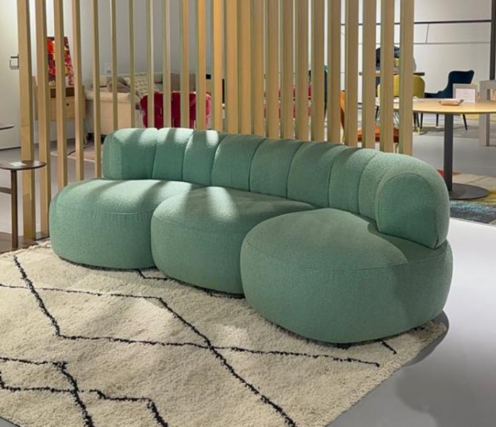 Canapea, 3 locuri, textil boucle verde mentă - DESIRE [2]