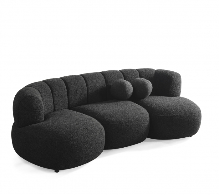 Canapea, 3 locuri, material textil boucle negru - DESIRE [1]