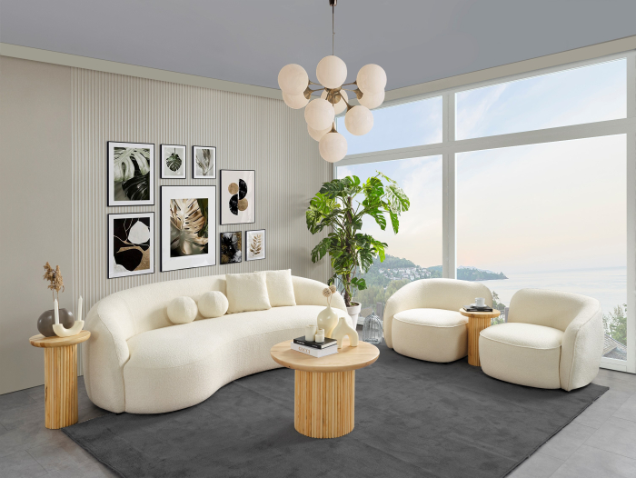 Canapea, 3 locuri, textil boucle, ivory - LISABONA [4]