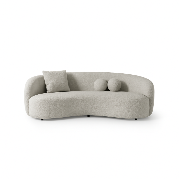 Canapea, 3 locuri, textil boucle, gri deschis - LISABONA [2]