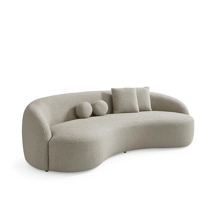 Canapea, 3 locuri, textil boucle, gri deschis - LISABONA [1]