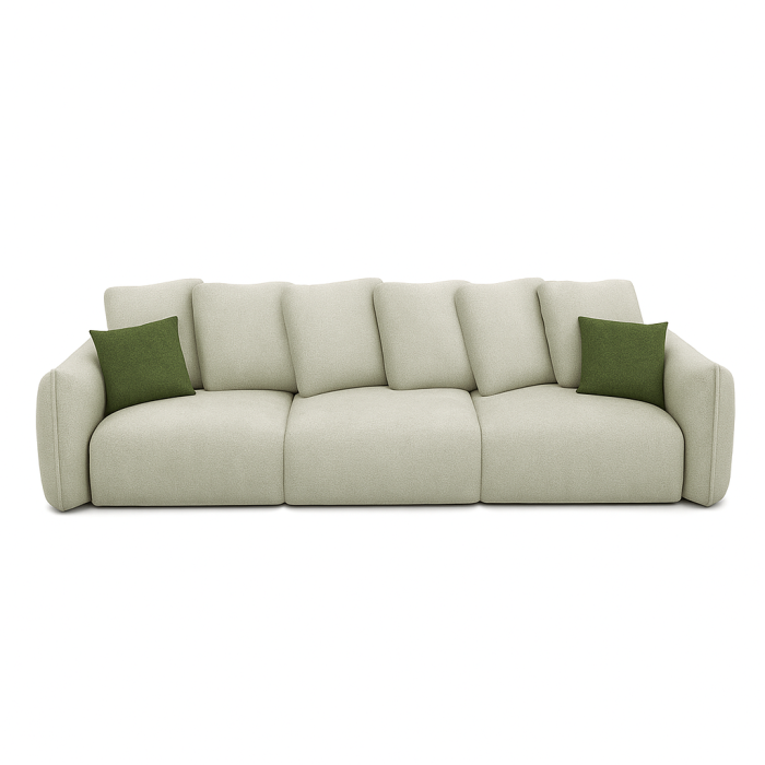 Canapea 4 locuri ivoire, perne deco verzi - DIXON [1]