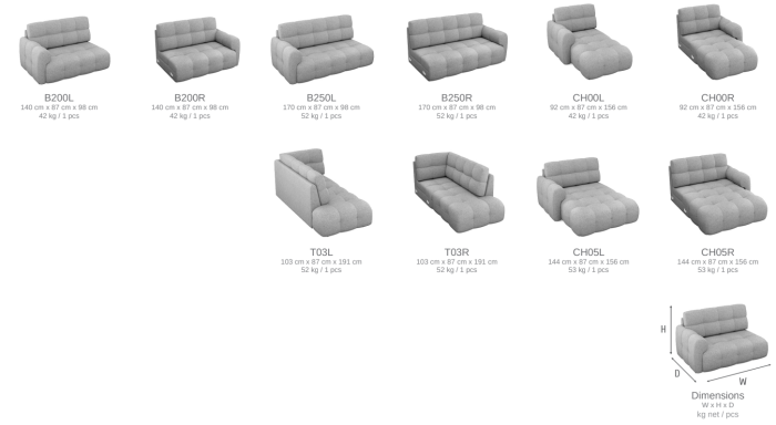 Canapea 4 locuri, tapițată în textil alb cald - MODO [3]