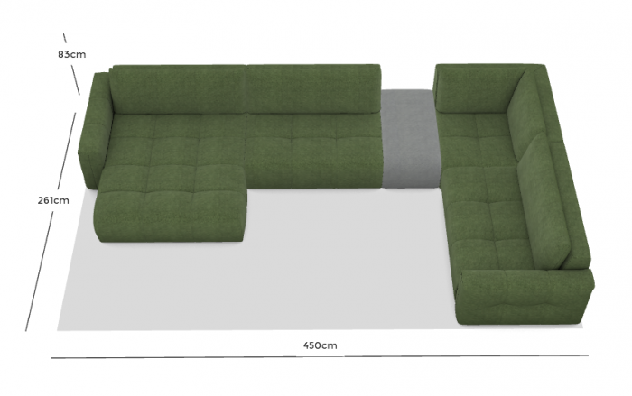Canapea 4 locuri, verde, 450/261 x 174 x h 83 cm - ARNES [2]