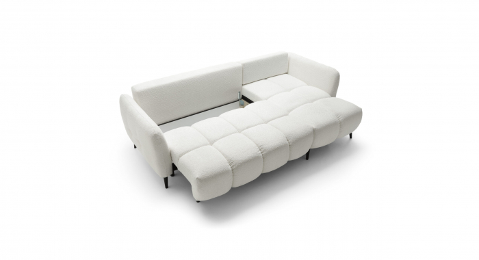 Canapea extensibilă, cu șezlong, 4 locuri, tapițată în material textil Bouclé -  APOLLO [5]