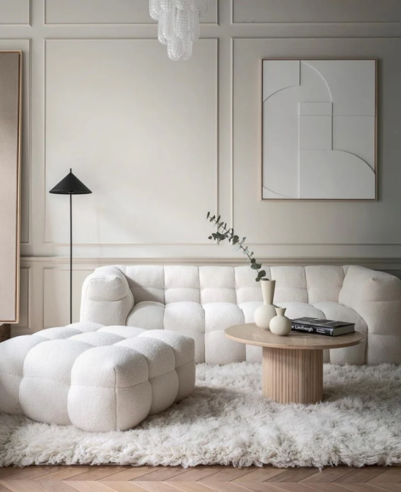 Canapea fixă, textil bouclé ivoire- MICHELIN [2]