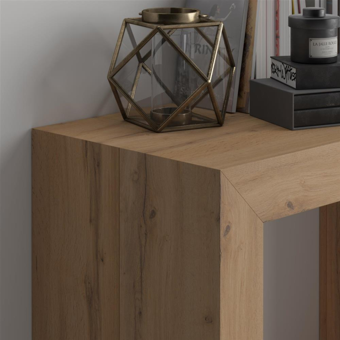 Consolă extensibilă din melamină, stejar rustic - ANGELICA [2]