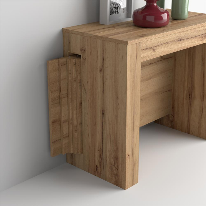 Consolă extensibilă din melamină, cu spațiu de depozitare, stejar rustic - EASY [2]
