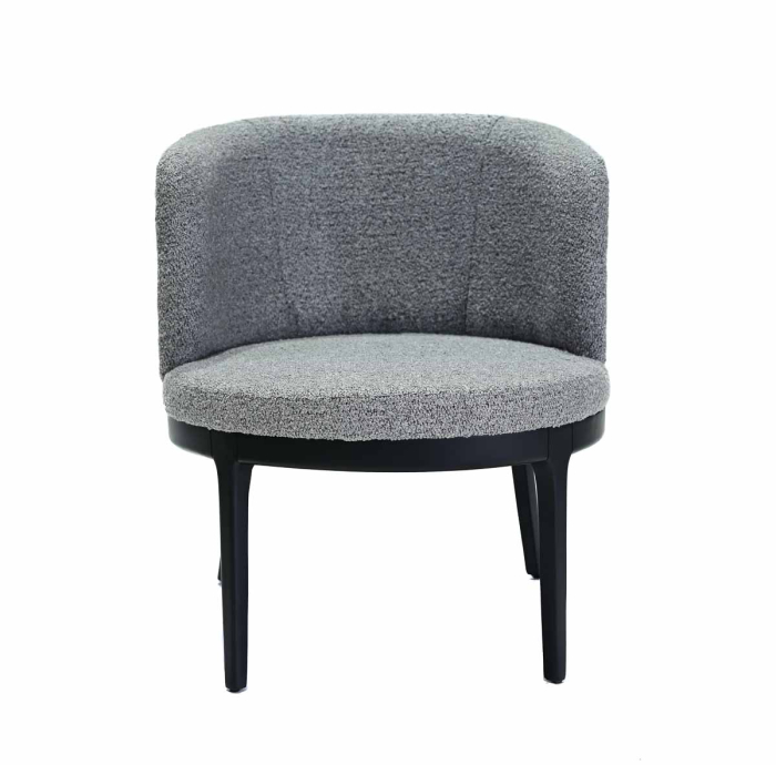 Fotoliu din lemn negru, tapițat în material textil boucle gri - DEFNE [2]