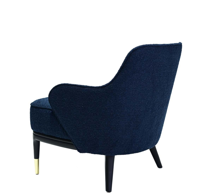 Fotoliu din lemn negru, textil boucle, albastru - WESSEX [3]
