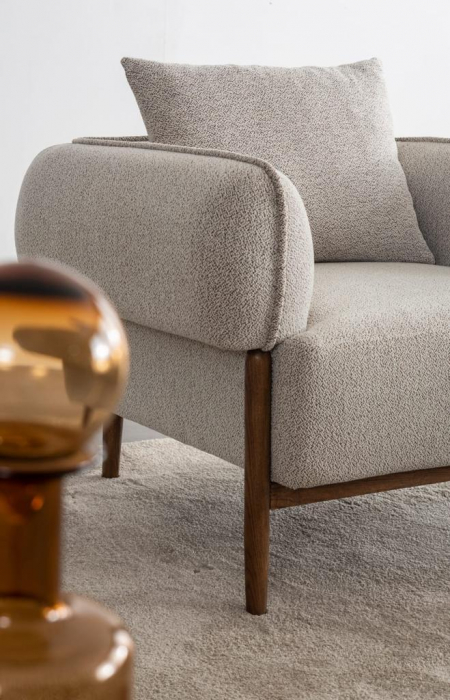 Fotoliu, finisaj nuc, textil ivoire - LUGO1 [5]