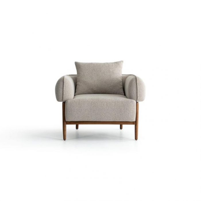 Fotoliu, finisaj nuc, textil ivoire - LUGO1 [2]