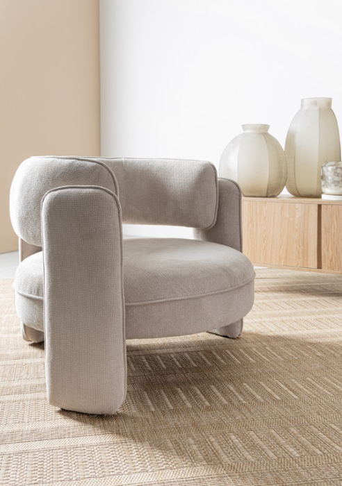 Fotoliu, tapițat în material textil culoare beige - AISHA BEIGE [7]