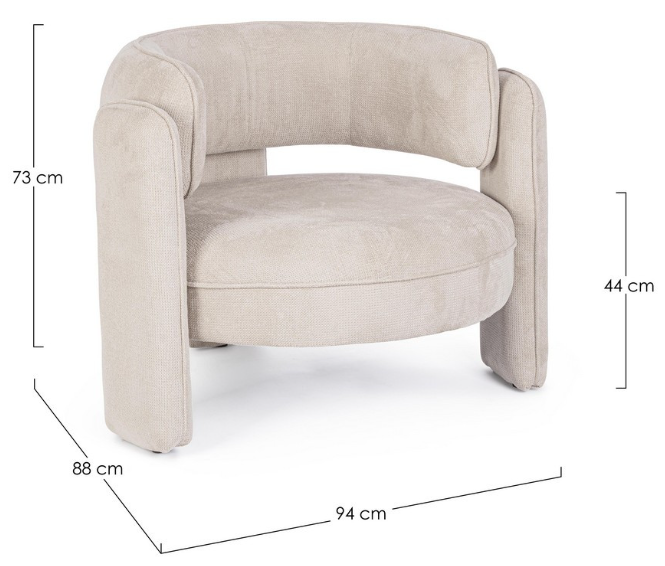 Fotoliu, tapițat în material textil culoare beige - AISHA BEIGE [3]