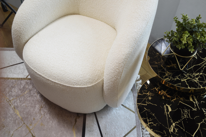 Fotoliu tapițat în textil boucle, ivory - LISABONA [3]