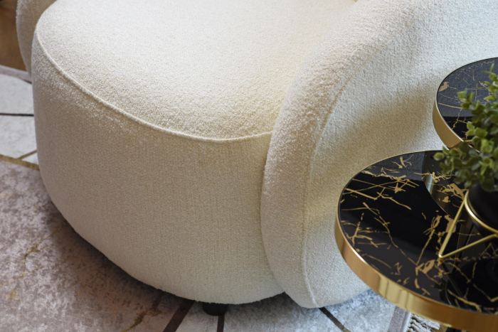 Fotoliu tapițat în textil boucle, ivory - LISABONA [4]
