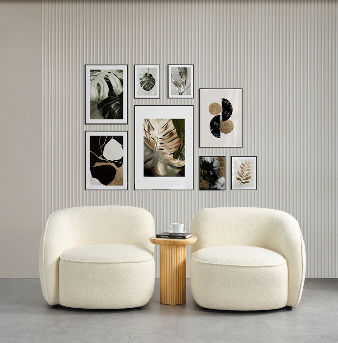 Set 2 fotolii, textil boucle ivory Oscarre - LISABONA [3]