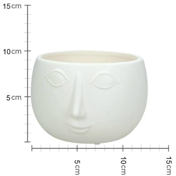 Ghiveci pentru flori, ceramică albă, 10x16x17cm -  FACE [4]