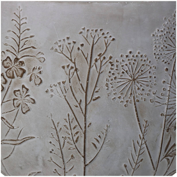 Ghiveci pentru flori, gri ciment, decorat, 15x19x19cm -  FACE [3]