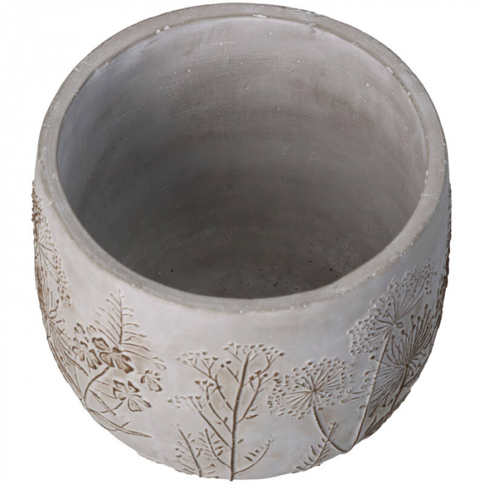 Ghiveci pentru flori, gri ciment, decorat, 15x19x19cm -  FACE [2]