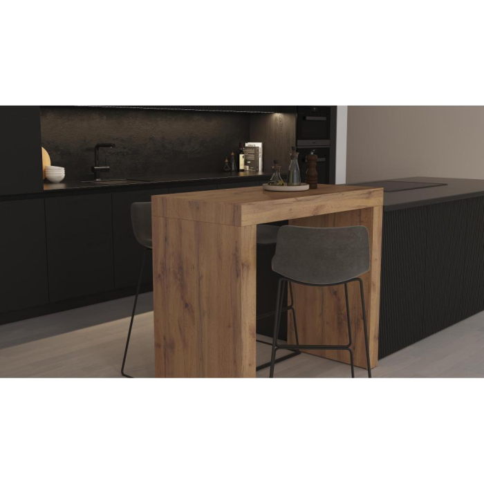 Masă de bar, 120 cm, înălțime 105.6 cm, structură din melamină, culoare stejar rustic - EVOLUTION [4]