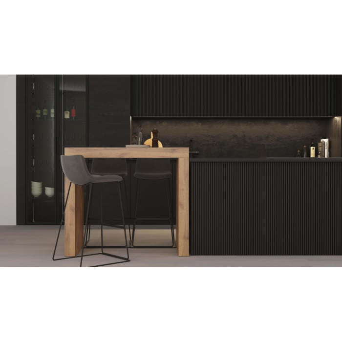Masă de bar, 120 cm, înălțime 105.6 cm, structură din melamină, culoare stejar rustic - EVOLUTION [5]