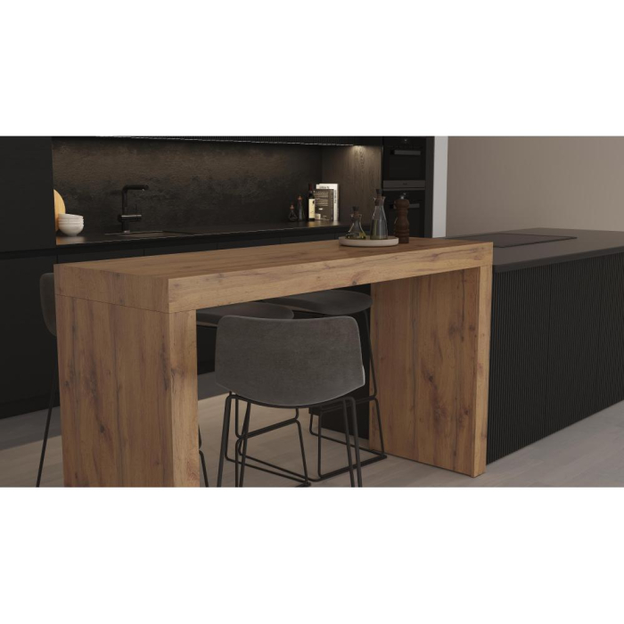 Masă de bar, 180 cm, înălțime 105.6 cm, structură din melamină, culoare stejar rustic - EVOLUTION [5]