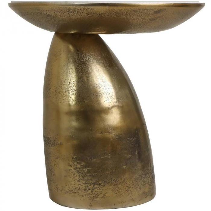 Masă de cafea, metal auriu, blat marmură albă, 58x58x55cm - MARBLE GOLD [2]