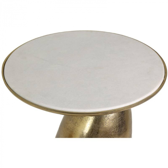 Masă de cafea, metal auriu, blat marmură albă, 58x58x55cm - MARBLE GOLD [3]