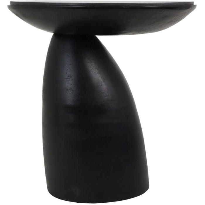 Masă de cafea, metal negru, blat marmura neagră, 58x58x55cm - MARBLE BLACK [2]