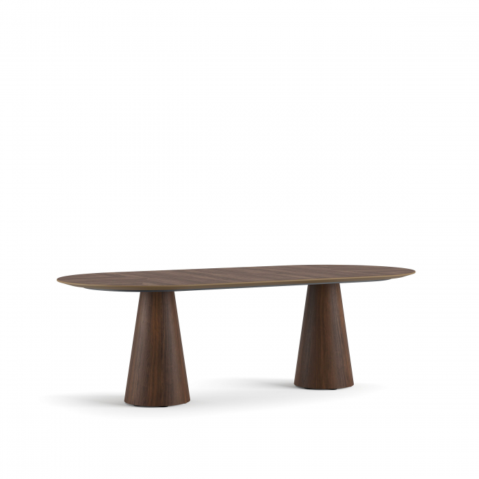 Masă de dining ovală, metal și furnir natural de lemn - TEAR DOUBLE 300 [2]