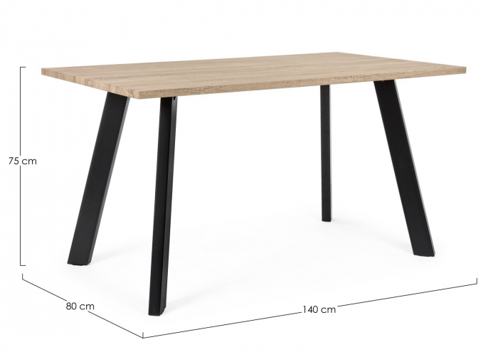 Masă de dinning, blat MDF laminat cu aspect de lemn, 140x80x75 cm - GIANT [4]