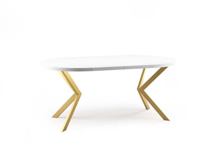 Masă extensibilă, cadru metalic auriu, blat cu aspect de marmură albă - EDDER 120 [2]