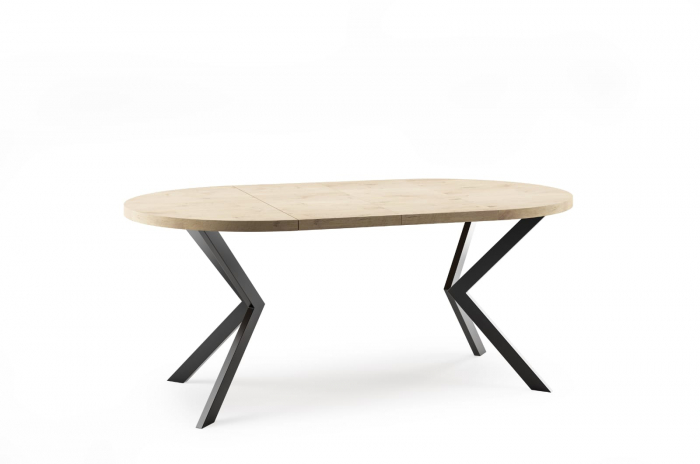 Masă extensibilă, cadru metalic negru, blat cu aspect de stejar - EDDER 120 [2]
