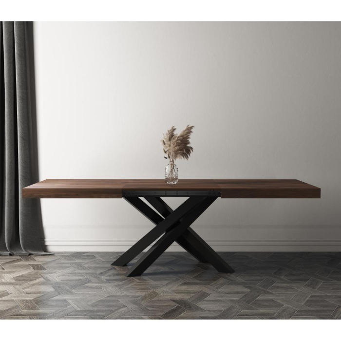 Masă extensibilă metalică neagră, nuc 140 cm - EMMA [4]