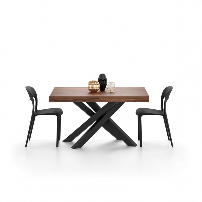 Masă extensibilă metalică neagră, nuc 140 cm - EMMA [2]