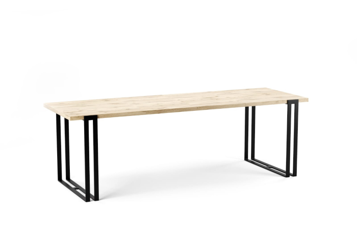 Masă extensibilă metalică neagră și blat stejar deschis - HORTEN [2]