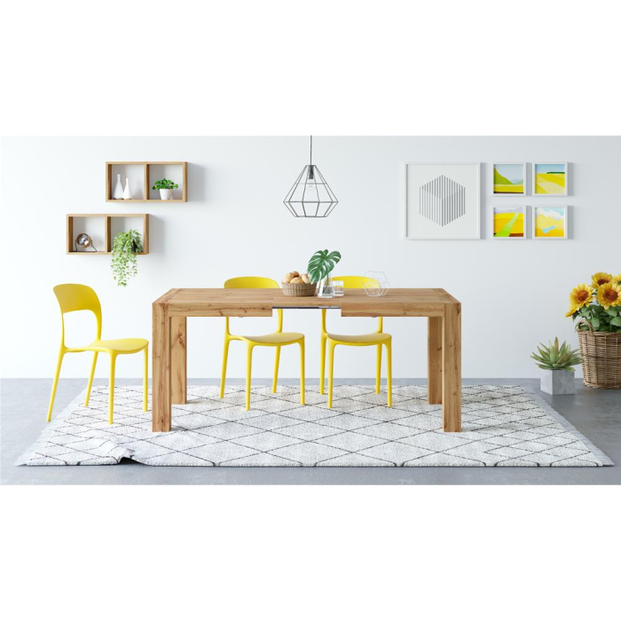 Masă extensibilă din melamină cu aspect de lemn de stejar rustic - IACOPO [2]