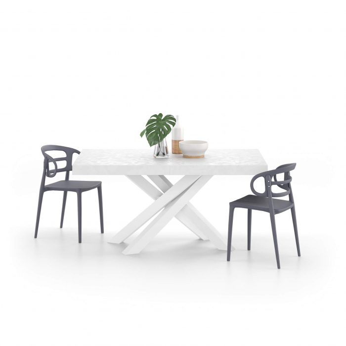 Masă extensibilă metalică albă, beton alb,160 cm - EMMA [2]