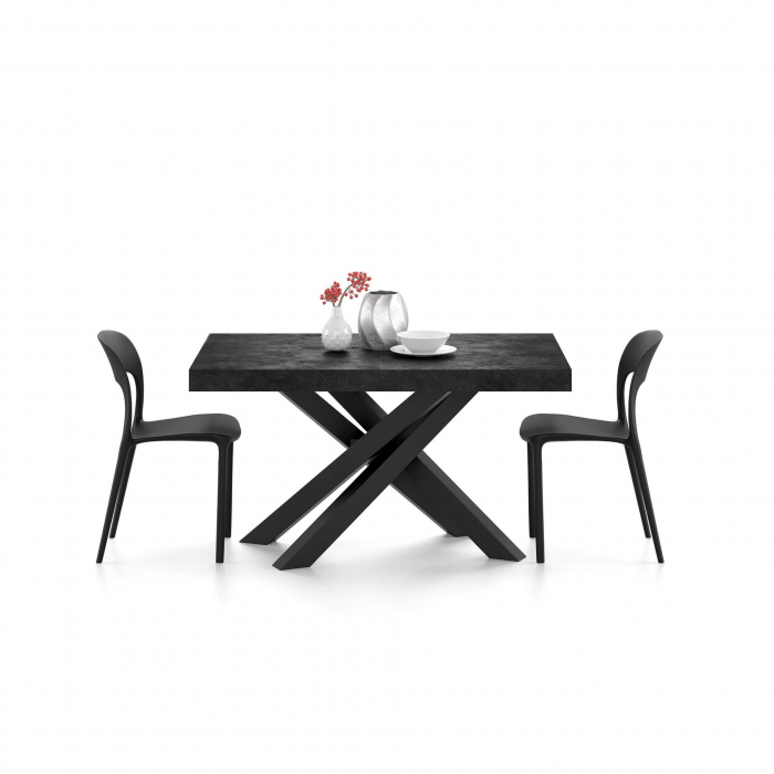 Masă extensibilă metalică neagră, negru beton,140 cm - EMMA [2]