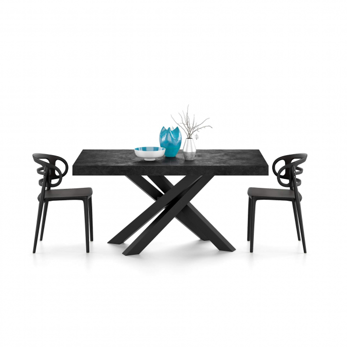 Masă extensibilă metalică neagră, negru beton,160 cm - EMMA [3]